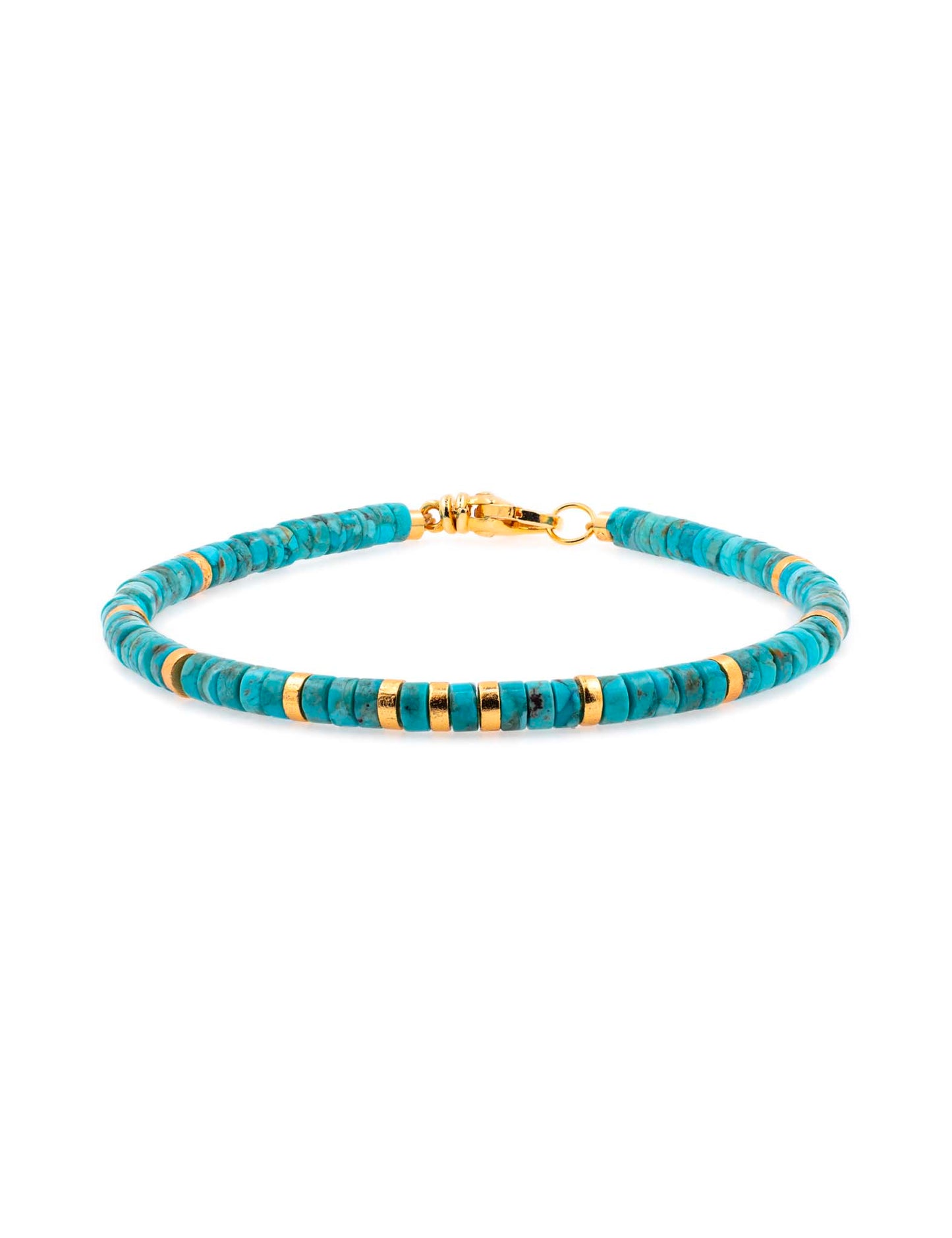 BEAMMORE Turquoise Beaded Gold-Plated Sterling Silver Bracelet – Beaded Gemstone Jewelry