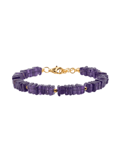 Amethyst faceted bracelet with gold-plated sterling silver clasp, showcasing 6mm beads for spiritual clarity and elegance.