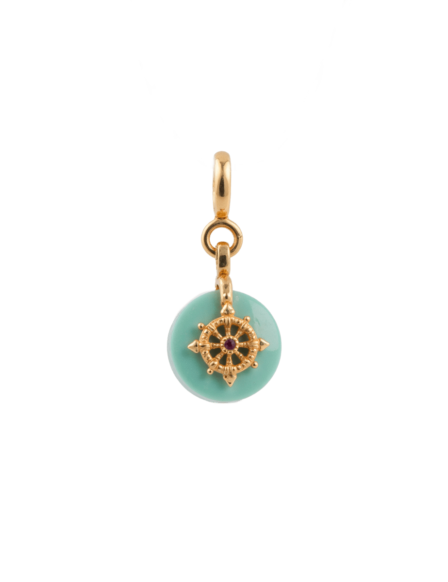Growth Ferris Wheel Charm in gold and green, symbolizing life's journey and personal evolution.