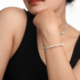 AURA DUO Aquamarine Pearl Bracelet with Spacer Beads