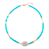 MIRA Blue Opal, Blue Topaz & Clear Quartz Beaded Choker Necklace