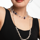 AURA DUO Amethyst & Clear Quartz Necklace with Spacer Beads