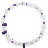 AURA DUO Amethyst & Clear Quartz Necklace with Spacer Beads