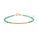 SHANGHAI Emerald Spring Glimmer Beaded Bracelet with 18K Gold, featuring emerald beads for growth and wisdom.