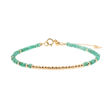 SHANGHAI Emerald Spring Glimmer Beaded Bracelet with 18K Gold, featuring emerald beads for growth and wisdom.