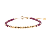 SHANGHAI Ruby Beaded Bracelet in 18K Gold, featuring ruby beads and gold accents, adjustable length 6"–7".