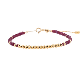 SHANGHAI Ruby Beaded Bracelet in 18K Gold, featuring ruby beads and gold accents, adjustable length 6"–7".