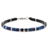 Balance – Lapis Lazuli & Black Onyx with Sterling Silver Faceted Bracelet for Men 4x2mm