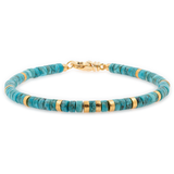 Calm – Turquoise & Gold-Plated Sterling Silver Faceted Bracelet for Men 4x2mm