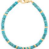 Calm – Turquoise & Gold-Plated Sterling Silver Faceted Bracelet for Men 4x2mm
