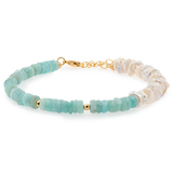 AURA DUO Amazonite Pearl bracelet with Spacer Beads