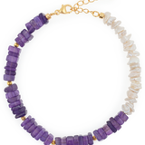 AURA DUO Amethyst Pearl Bracelet with Spacer Beads