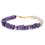 AURA DUO Amethyst Pearl Bracelet with Spacer Beads