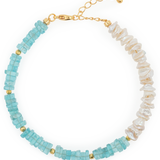 AURA DUO Apatite Pearl bracelet with Spacer Beads