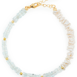 AURA DUO Aquamarine Pearl Bracelet with Spacer Beads