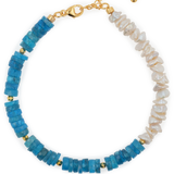 AURA DUO Blue Apatite Pearl Bracelet with Spacer Beads