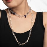 AURA DUO Amethyst & Clear Quartz Necklace with Spacer Beads