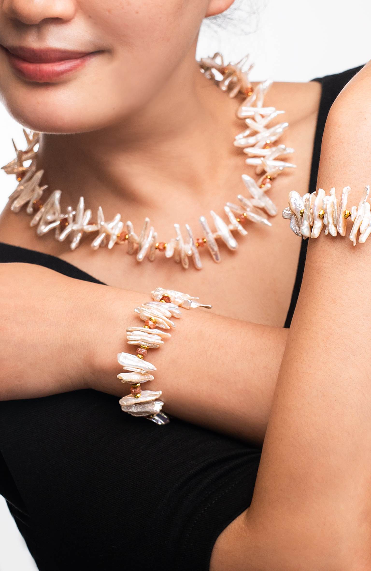 Mother's Day Pearl Necklace and Bracelet