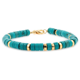 Serenity – Turquoise & Gold-Plated Sterling Silver Faceted Bracelet for Men 6x3mm