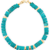 Serenity – Turquoise & Gold-Plated Sterling Silver Faceted Bracelet for Men 6x3mm