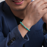 Serenity – Turquoise & Gold-Plated Sterling Silver Faceted Bracelet for Men 6x3mm