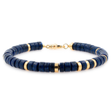 Wisdom – Lapis Lazuli & Gold-Plated Sterling Silver Faceted Bracelet for Men 6x2mm