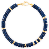 Wisdom – Lapis Lazuli & Gold-Plated Sterling Silver Faceted Bracelet for Men 6x2mm