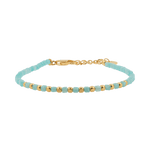Amazonite faceted dainty bracelet with gold-plated S925 beads, featuring a calming design for layered or solo wear.