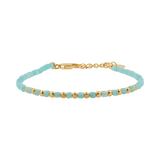 Amazonite faceted dainty bracelet with gold-plated S925 beads, featuring a calming design for layered or solo wear.