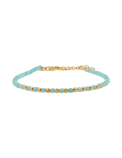 Amazonite faceted dainty bracelet with gold-plated S925 beads, featuring a calming design for layered or solo wear.