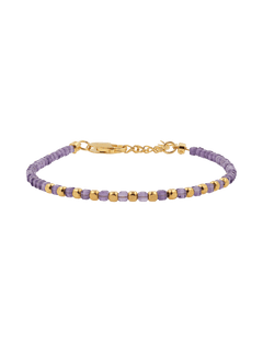 Amethyst faceted dainty bracelet with gold-plated S925 beads, showcasing soothing purple tones and delicate design.
