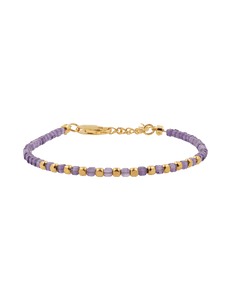 Amethyst Faceted Dainty Bracelet with Gold-Plated S925 Bead (2×2mm)