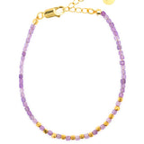 Amethyst Faceted Dainty Bracelet with Gold-Plated S925 Bead (2×2mm)