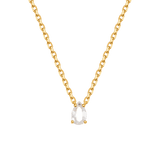 Gold-plated S925 sterling silver necklace featuring a pear-cut white topaz pendant, symbolizing clarity and purity.