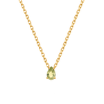 August peridot birthstone necklace in gold-plated S925 sterling silver with a pear-cut stone.