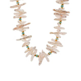 AURA DUO Amazonite Biwa-Style Stick Pearl Faceted Necklace with Spacer Beads 5mm