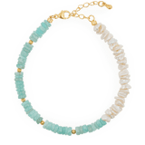 AURA DUO Amazonite Pearl bracelet with Spacer Beads