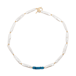 AURA DUO Apatite Cascade Baroque Pearl Necklace featuring apetite and baroque pearls in elegant design.