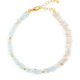 AURA DUO Aquamarine Pearl Bracelet with Spacer Beads