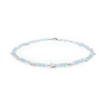 AURA DUO Aquamarine Star Pearl Necklace with shining star-shaped pearls and serene aquamarine beads.