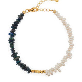 AURA DUO Black Opal Pearl Bracelet with Spacer Beads