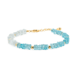 AURA DUO Blue Apatite & Aquamarine Pearl Bracelet with gold-plated spacer beads, energizing and elegant design.
