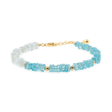 AURA DUO Blue Apatite & Aquamarine Pearl Bracelet with gold-plated spacer beads, energizing and elegant design.