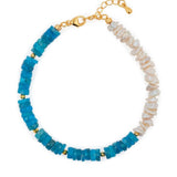 AURA DUO Blue Apatite Pearl Bracelet with Spacer Beads