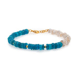 AURA DUO Blue Apatite Pearl Bracelet with Spacer Beads