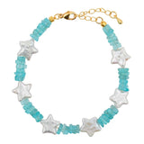 AURA DUO Blue Apatite Star Pearl Faceted Bracelet 5mm