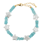 AURA DUO Blue Apatite and Star Pearl Faceted Bracelet showcases vibrant blue tones and elegant freshwater pearls.