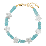 AURA DUO Blue Apatite and Star Pearl Faceted Bracelet showcases vibrant blue tones and elegant freshwater pearls.