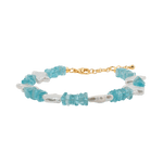 AURA DUO Blue Apatite Star Pearl Faceted Bracelet featuring 5mm beads and gold-plated accents.