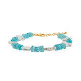 AURA DUO Blue Apatite Star Pearl Faceted Bracelet 5mm
